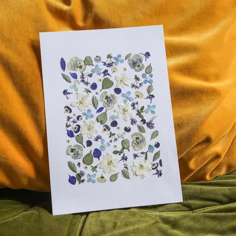 cadeau-fleurs-herbier-bleu-vert-flowrette